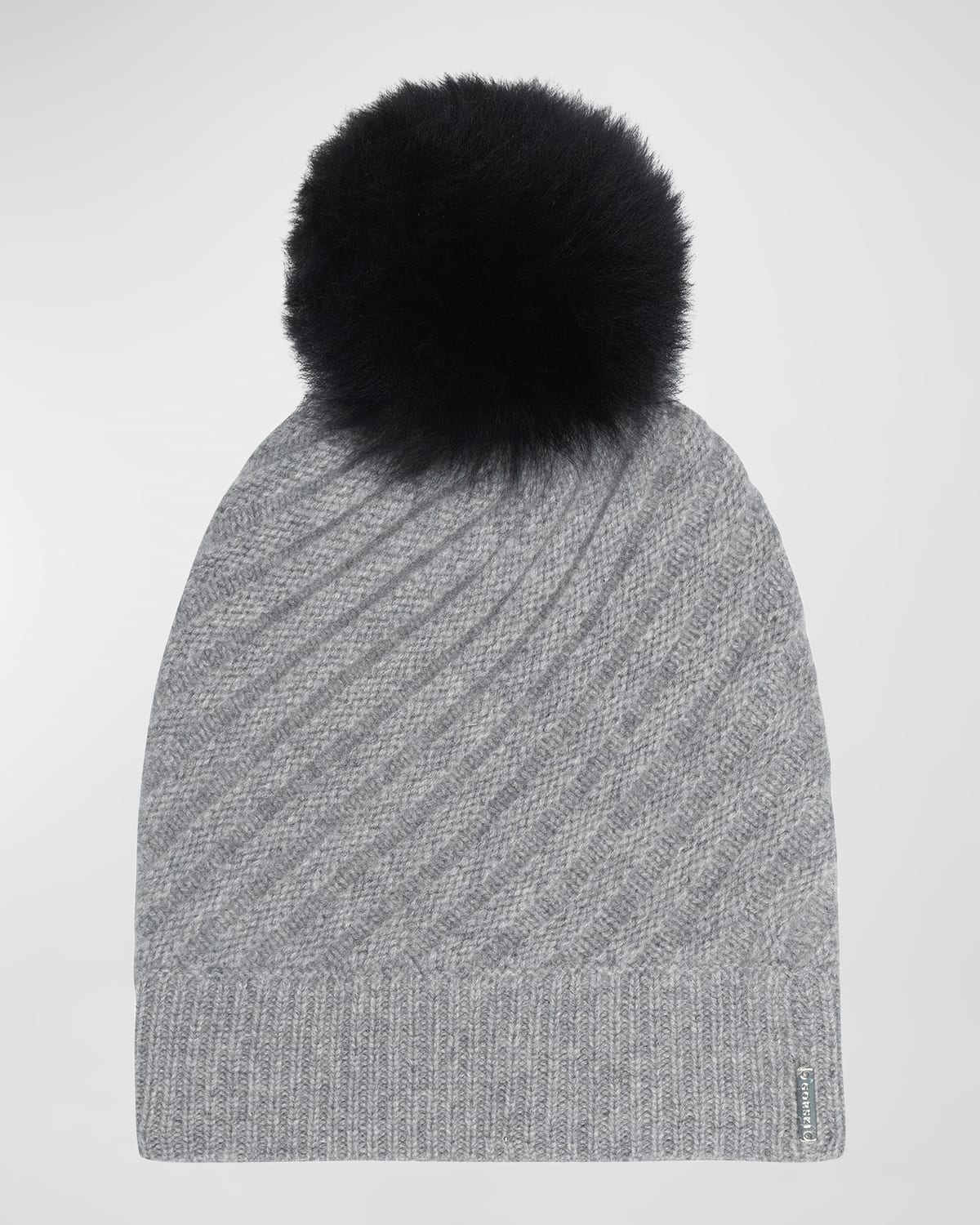 Select Cashmere Beanie with Lamb Shearling Pom