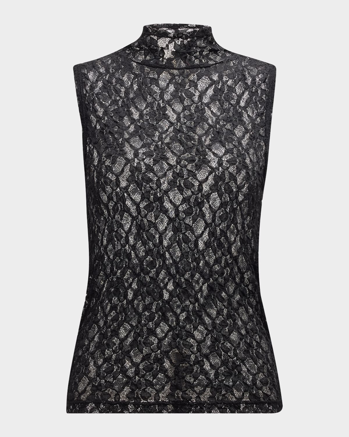 FRAME SLEEVELESS MESH LACE TOP 