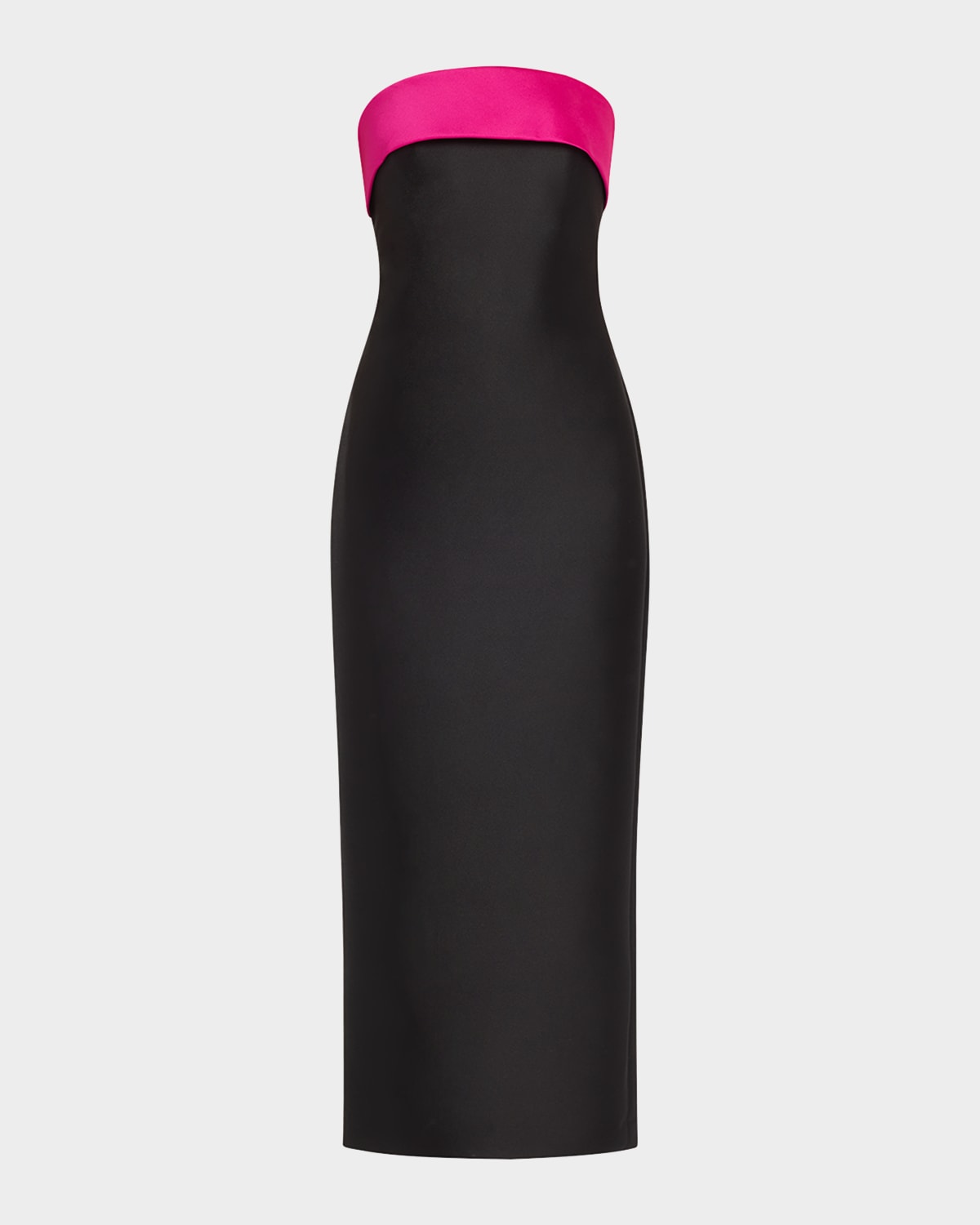 Strapless Two-Tone Bow Midi Dress