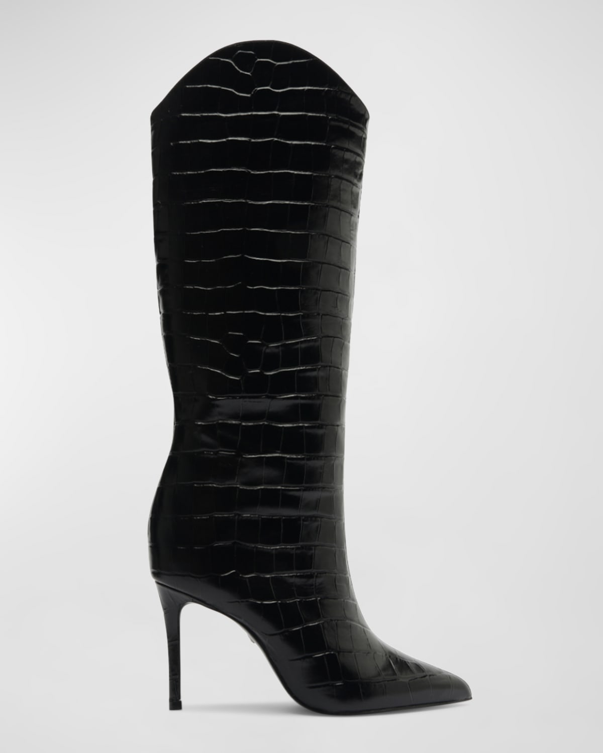 SCHUTZ MARYANA CROCO STILETTO TALL WIDE BOOTS 