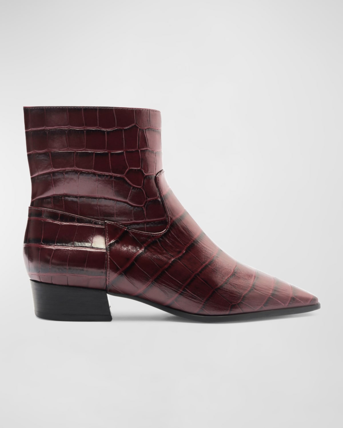 Schutz Helena Croco Zip Ankle Booties In Red