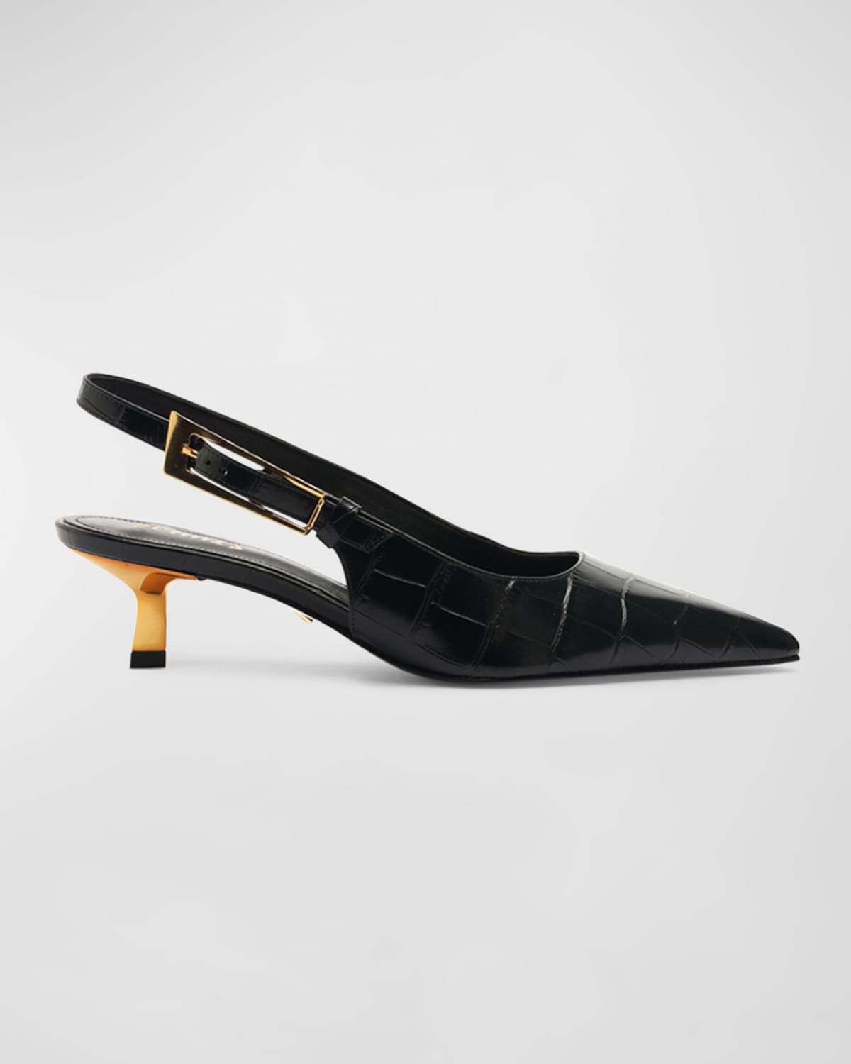 SCHUTZ CIARA CROCO KITTEN SLINGBACK PUMPS 