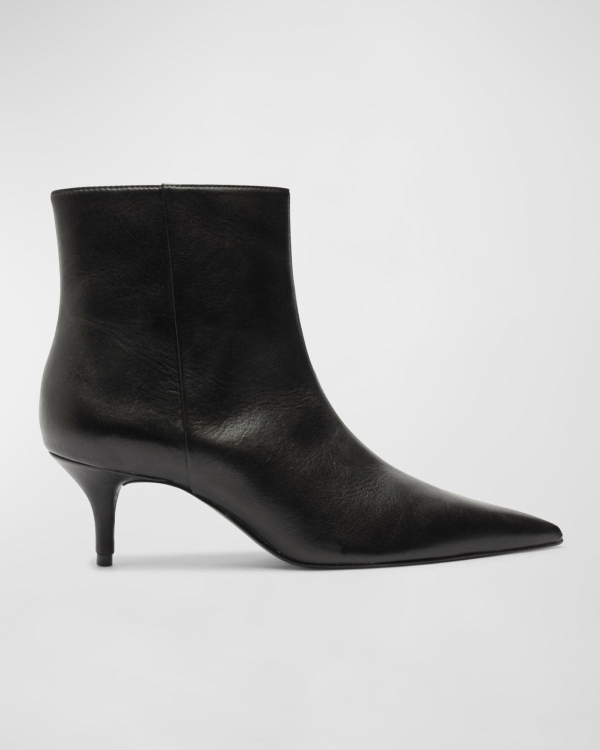 SCHUTZ MIKKI LEATHER KITTEN ZIP BOOTIES 