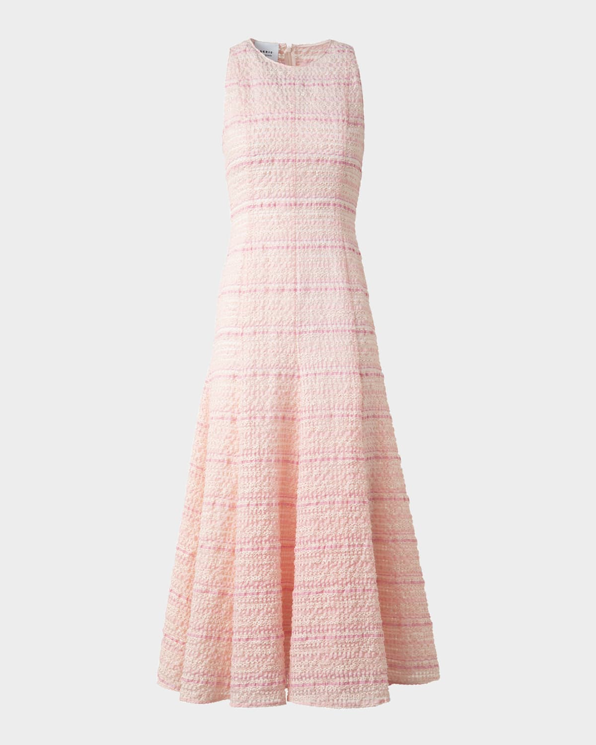 Sleeveless Tweed Organzino Midi Dress