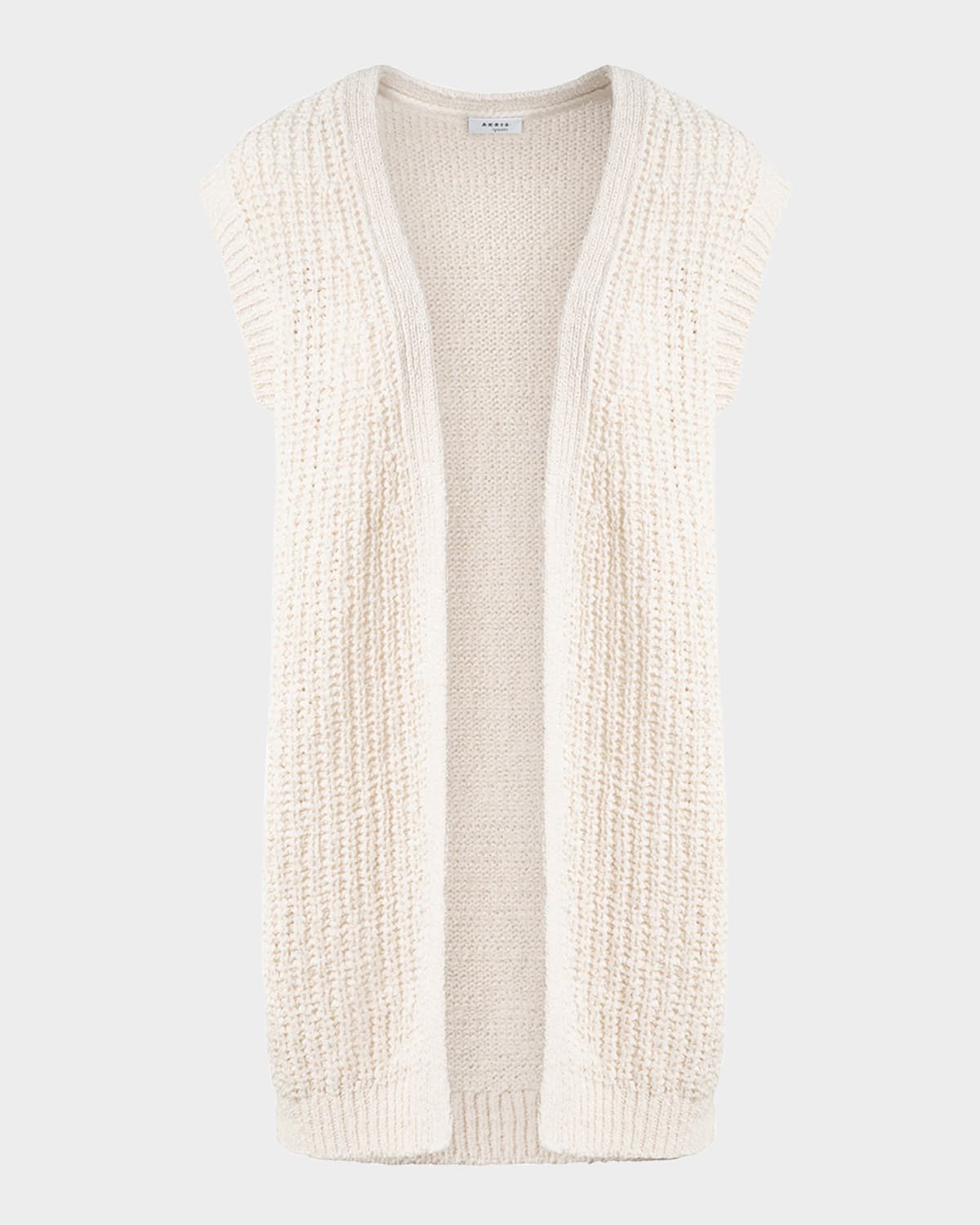 Akris Punto Summer Tweed Knit Open Long Vest In Cashew