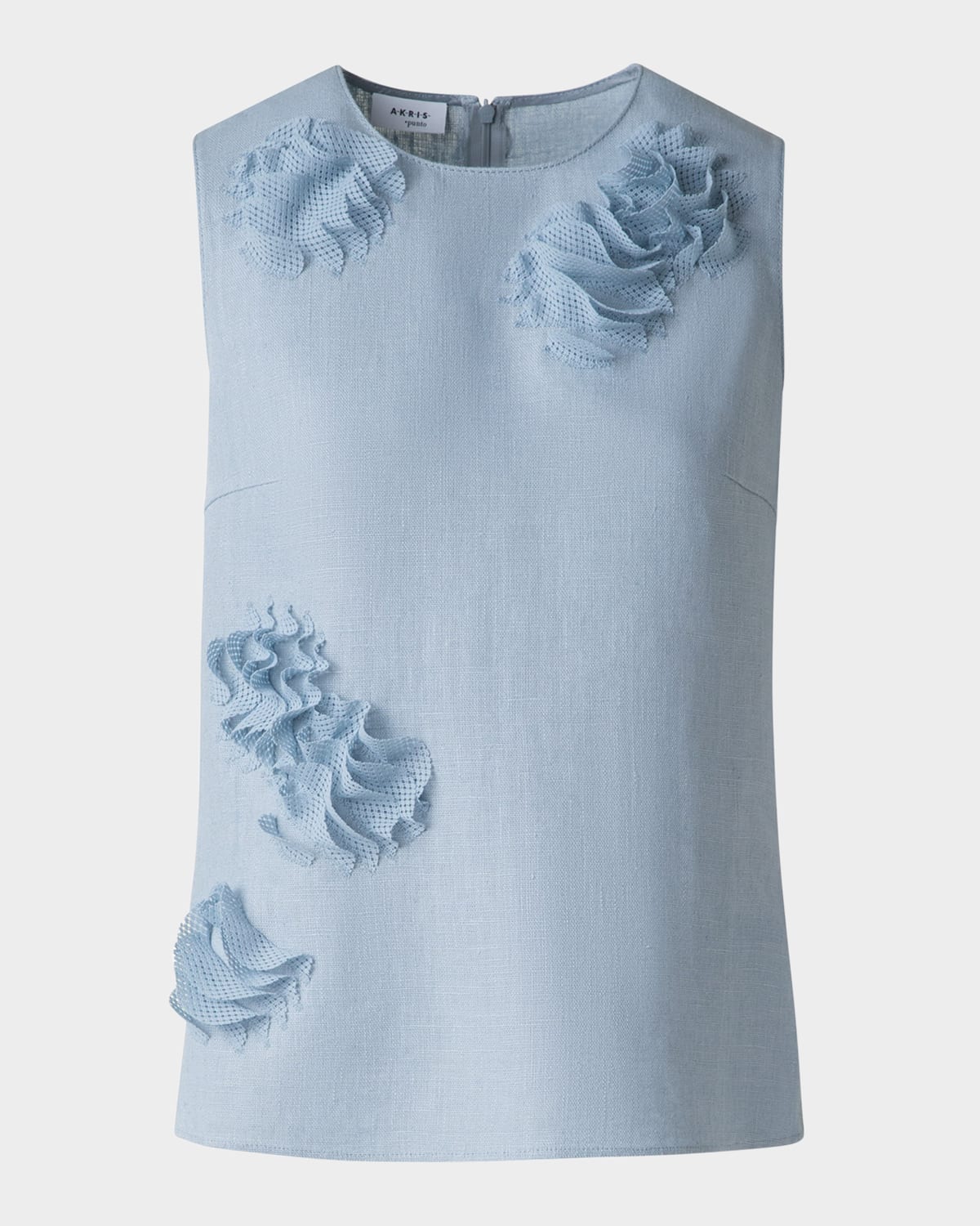 Akris Punto 3d Carnation Raw Linen Sleeveless Top In Sky