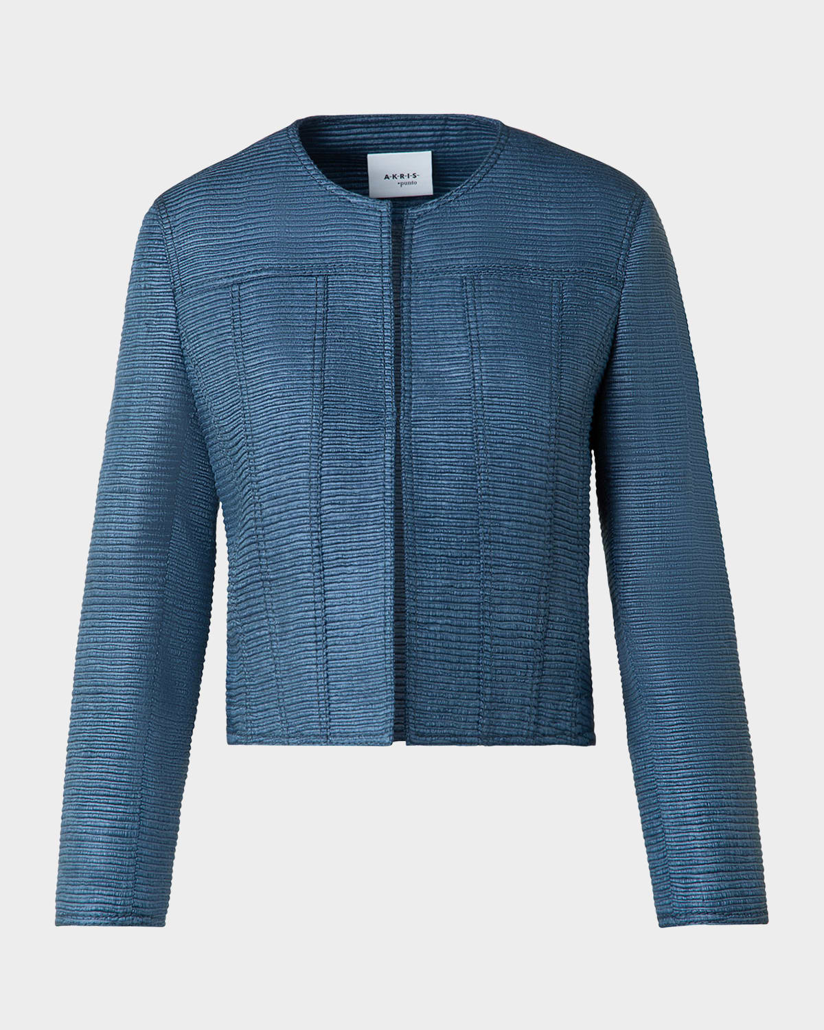 Akris Punto Indian Silk Ottoman Knit Crop Jacket In Medium Blue