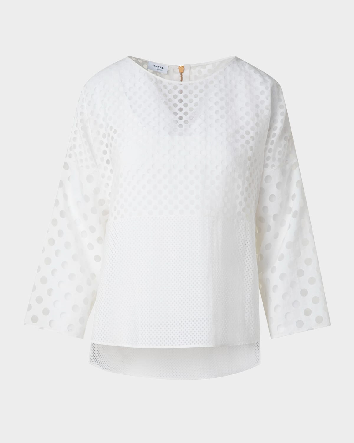 Akris Punto Multi Polka Dot Organzino Boxy Blouse In Cream