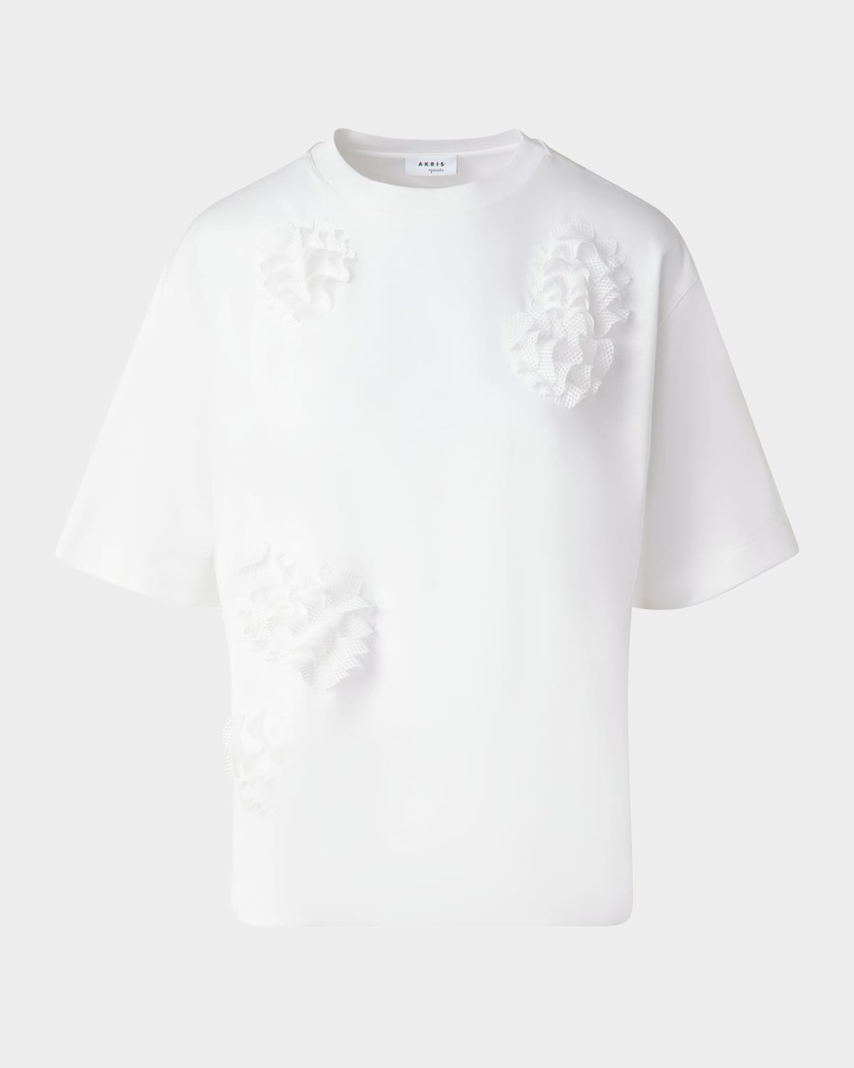 Akris punto 3D Carnation Applique Short-Sleeve Cotton Jersey T-Shirt