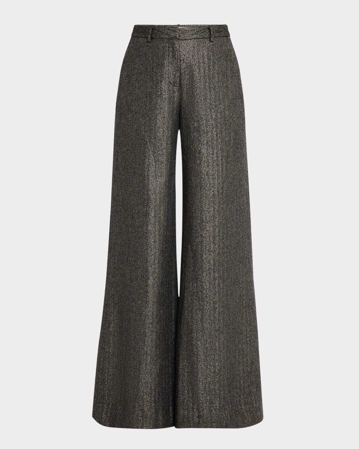 Pilar Metallic Herringbone Wide-Leg Pants