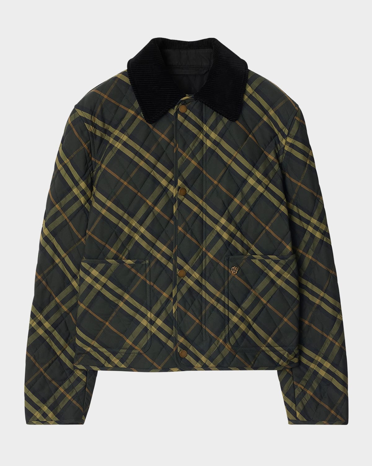 ジャケット BURBERRY CROPPED CHECK QUILTED BARN JACKET Burberry Cropped Check Quilted Barn Jacket in Grain - Women