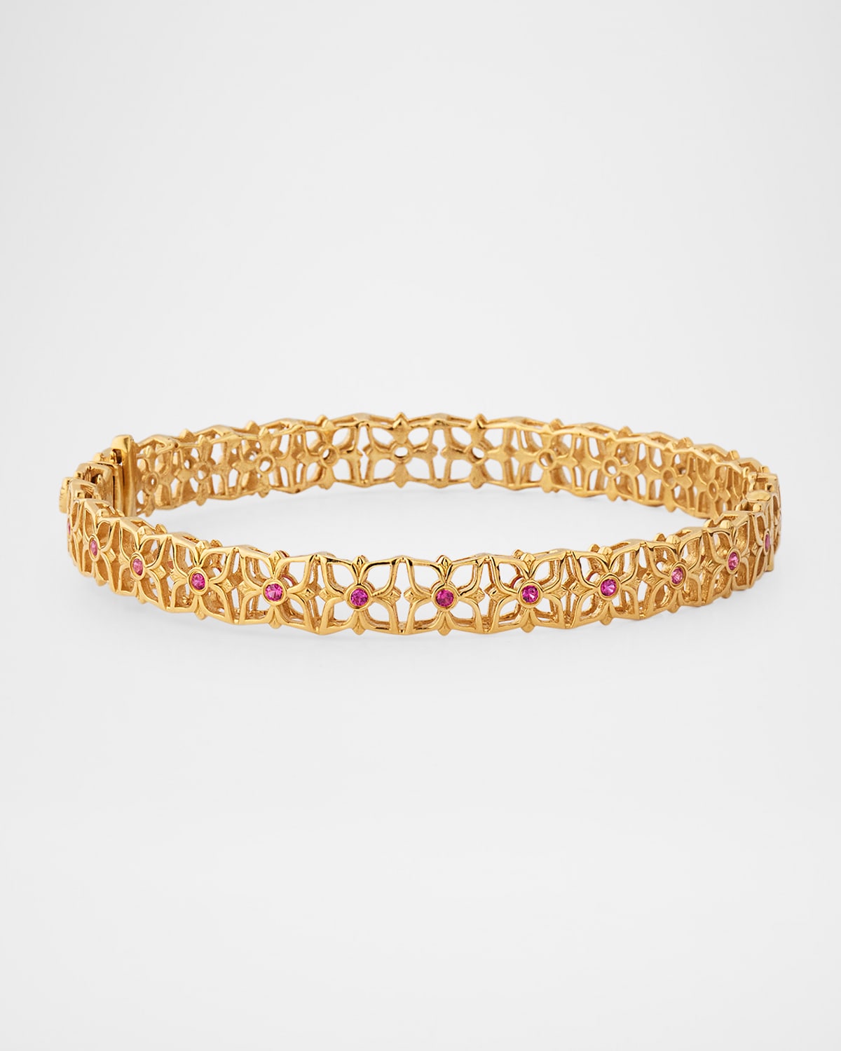 18K Yellow Gold Diamond and Ruby Bangle Bracelet