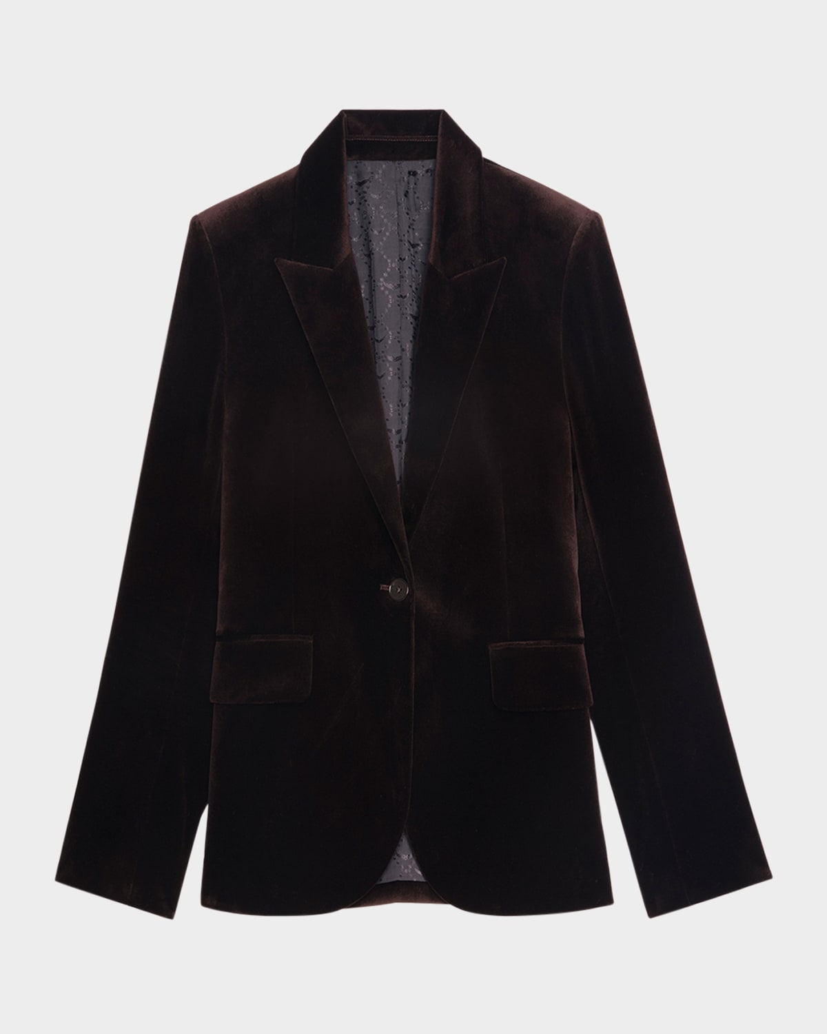 Zadig & Voltaire Vavy Velvet Blazer In Brown
