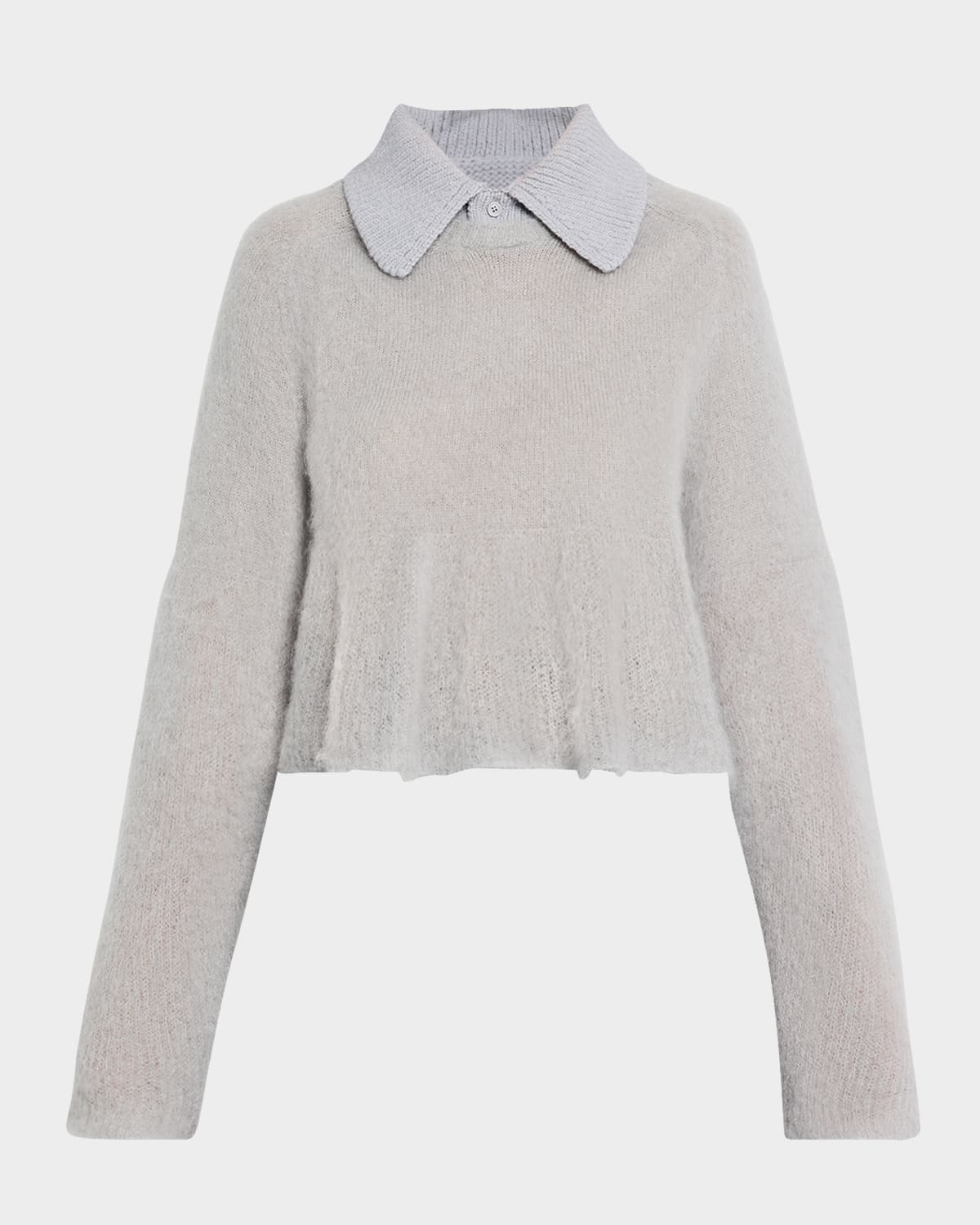 Shop Loewe Wool-blend Polo Sweater In Grey