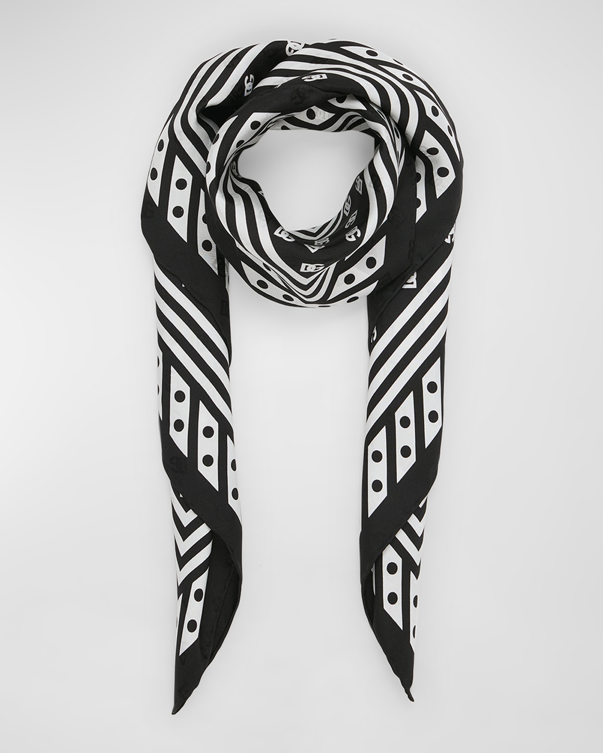 Dolce & Gabbana All-over Dg Polka-dot Silk Square Scarf In Dg Bco F Nero