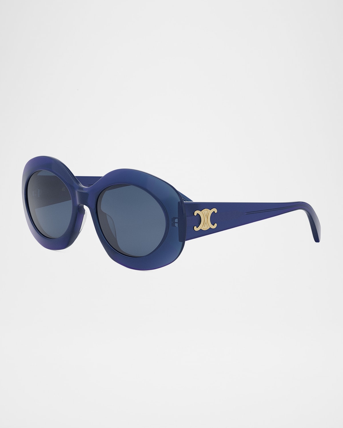 Celine Triomphe Round Acetate Sunglasses In Shiny Blue