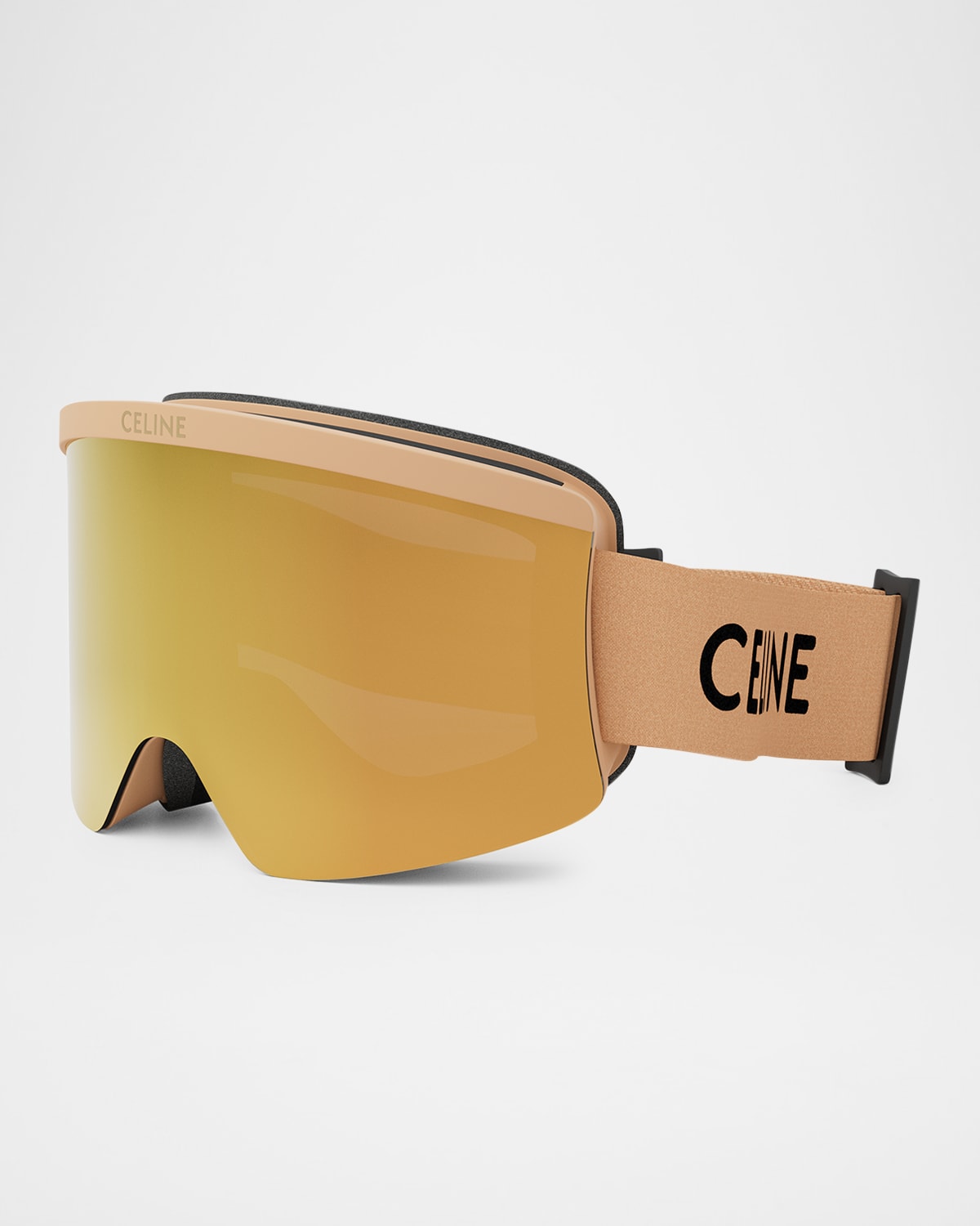 Celine Monochrome Logo-print Ski Goggles In Matte Beige Smoke Mirror
