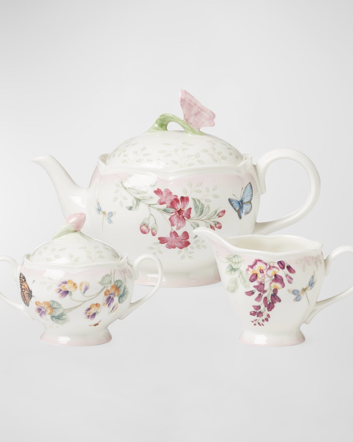 Lenox Pink Ombre Butterfly Meadow 3-piece Tea Set In Butterfly Meadow Pink