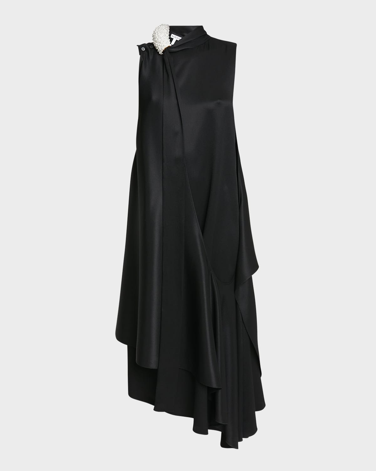 Loewe Beaded Ruffle Sleeveless Midi Dress In Black