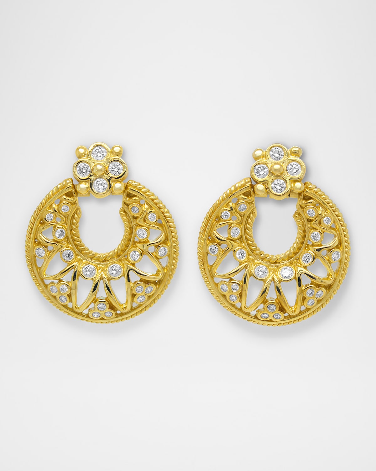 18K Yellow Gold Door Knocker Earrings with Diamonds