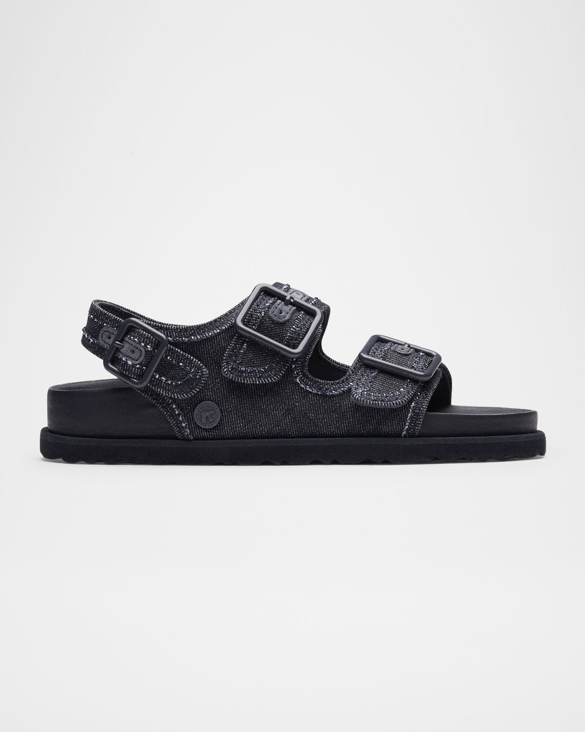 1774 BIRKENSTOCK MILANO DENIM DUAL-BUCKLE SLINGBACK SANDALS 
