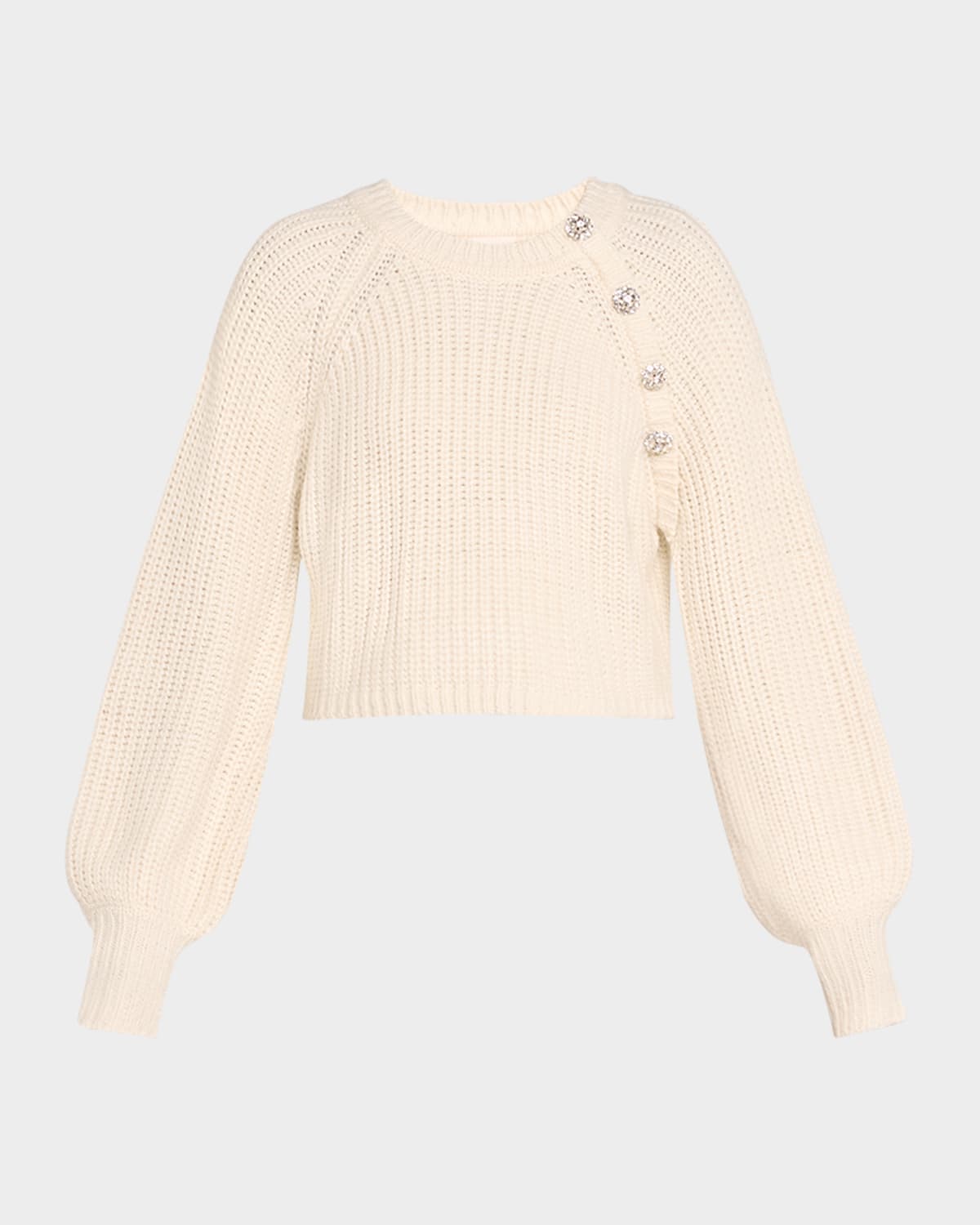 Keren Crystal-Embellished Bishop-Sleeve Raglan Sweater