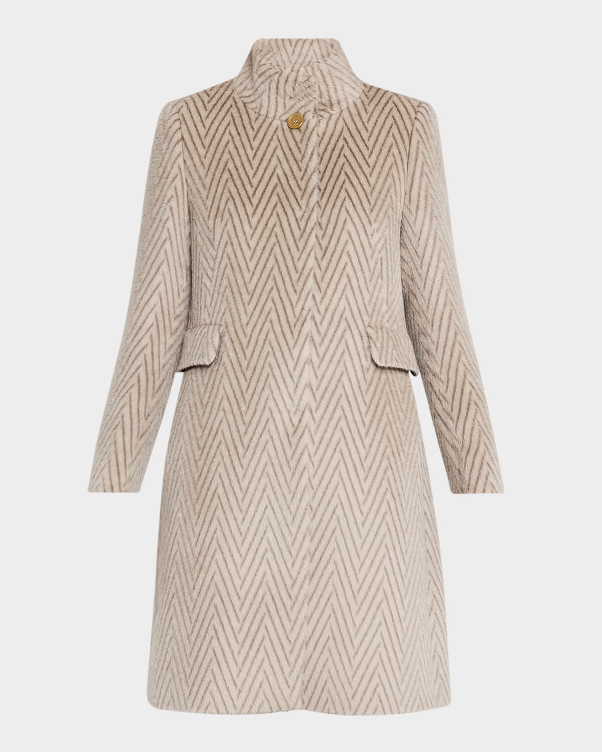 Chiarulli Feronia Chevron Wool One-button Coat In Gray Exploaded Herringbone