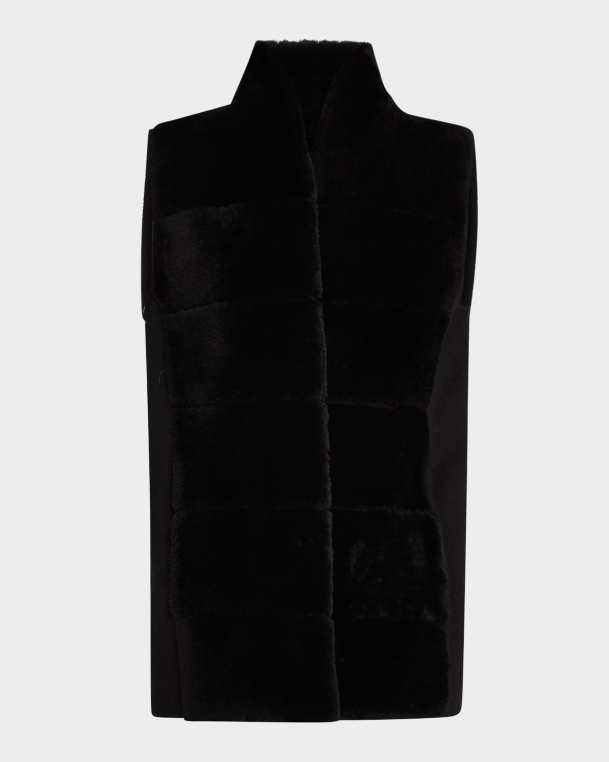 Reversible Shearling Vest with Belt