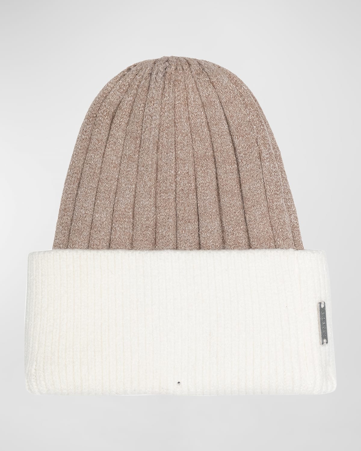 Ribbed Knit Two-Tone Beanie