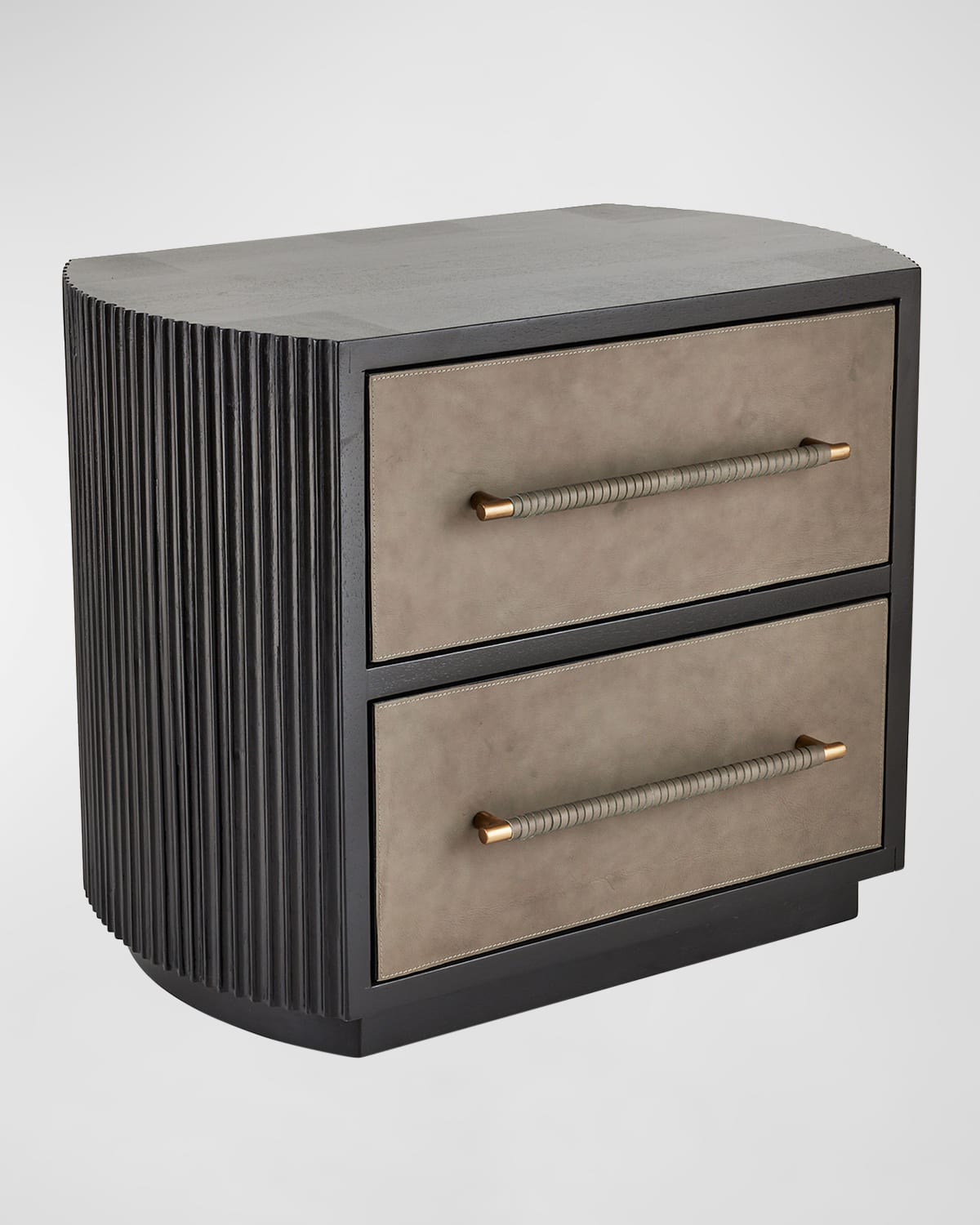 Arteriors Eastchester 2-drawer Leather Nightstand In Dove, Ebony