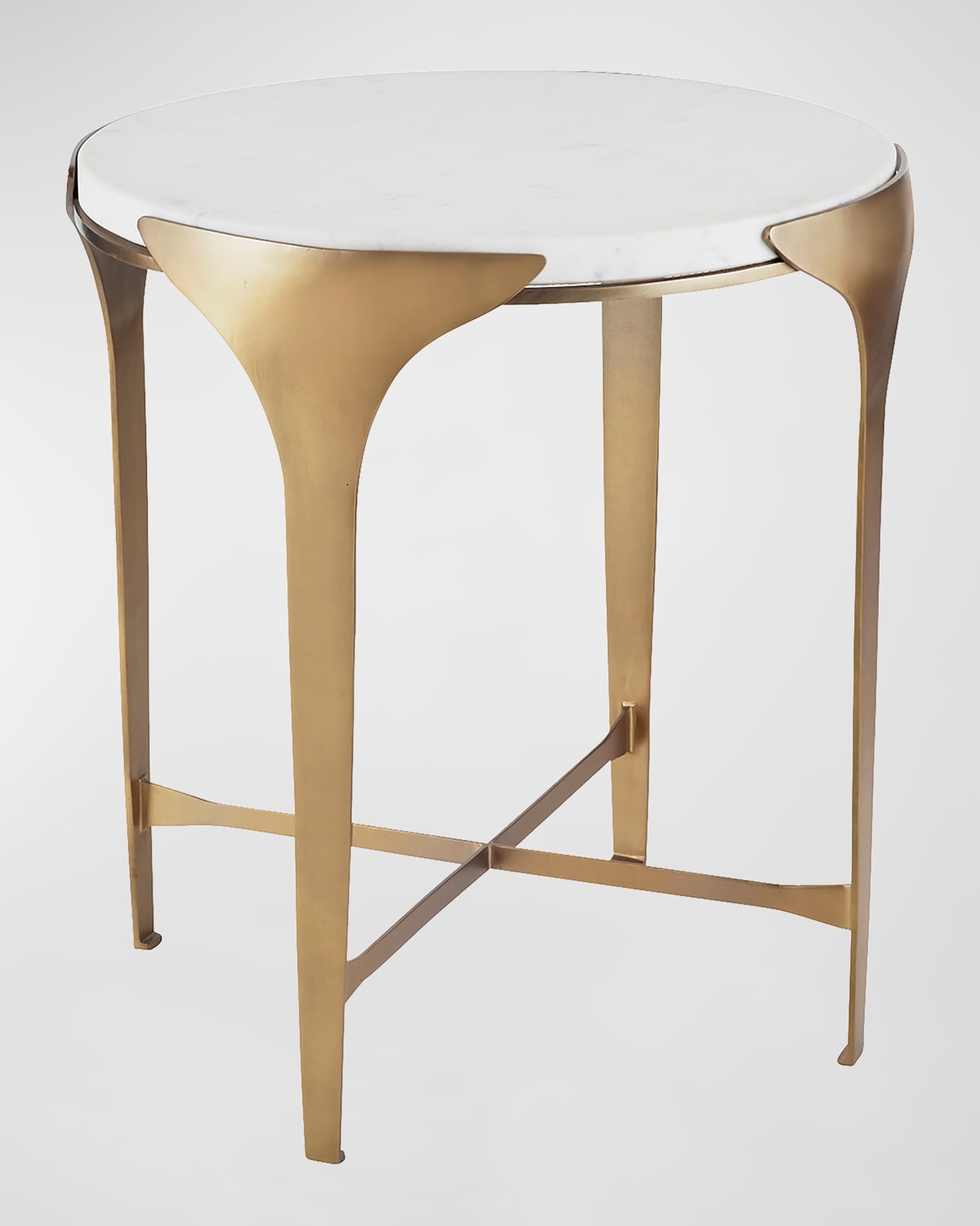 Arteriors Janine End Table In White, Antique Brass