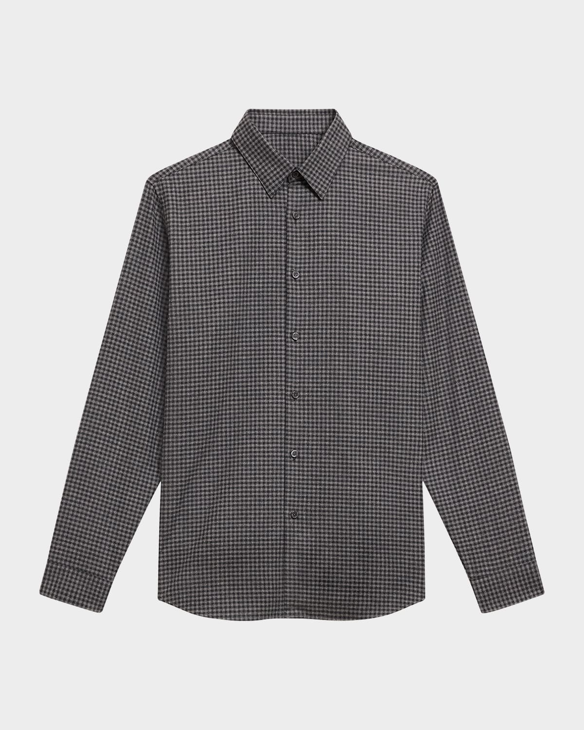 Theory Irving Gingham Shirt Charcoal Multi In Charcl Mlt
