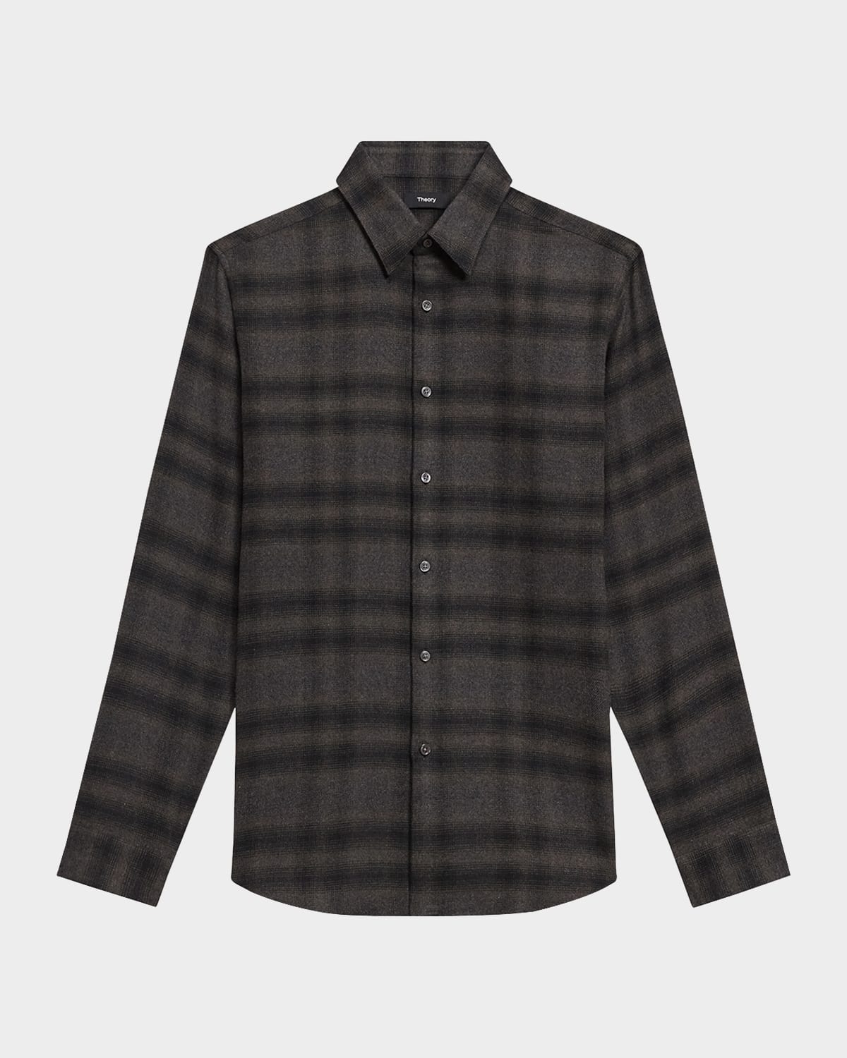 Theory Irving Plaid Cotton Flannel Button-up Shirt In Hnt Grn Mg