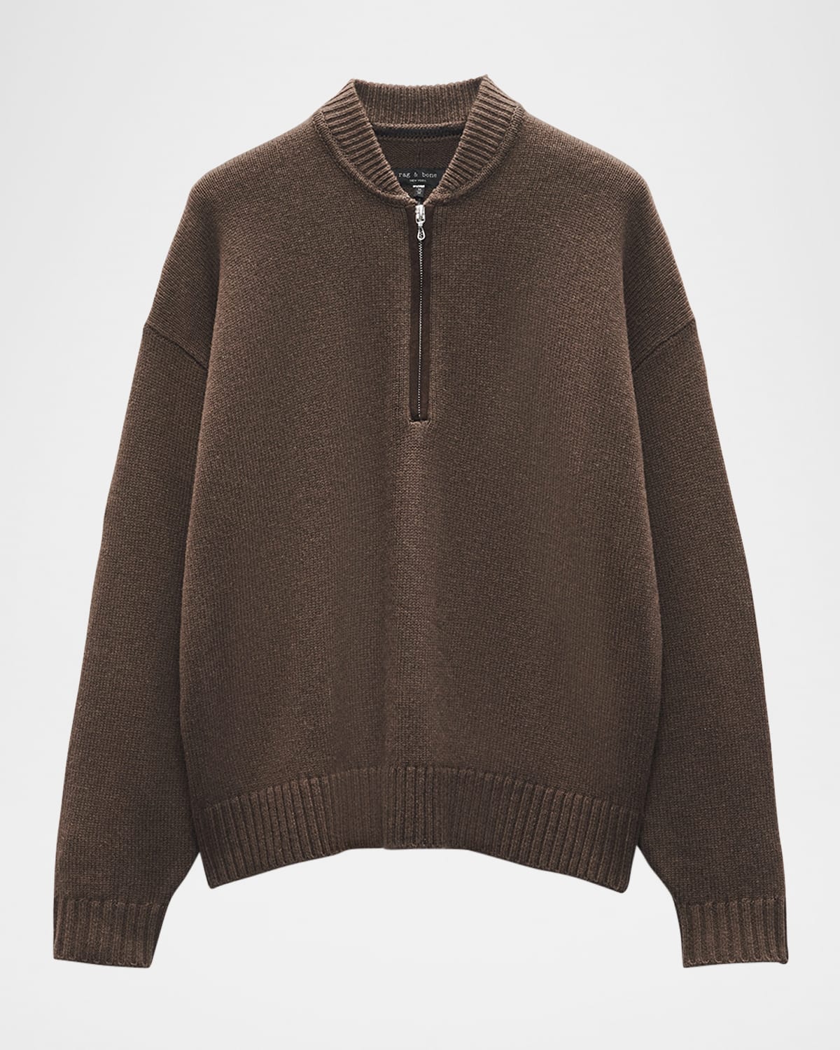 Rag & Bone Clarkson Mixed Media Quarter Zip Sweater In Slatebrown