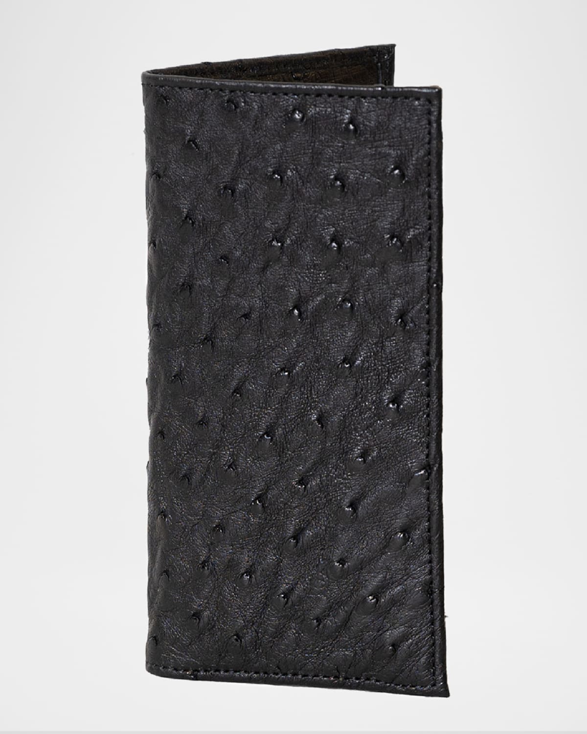 Abas Men's Pocket Secretary Wallet In Ostrich Leather In Black