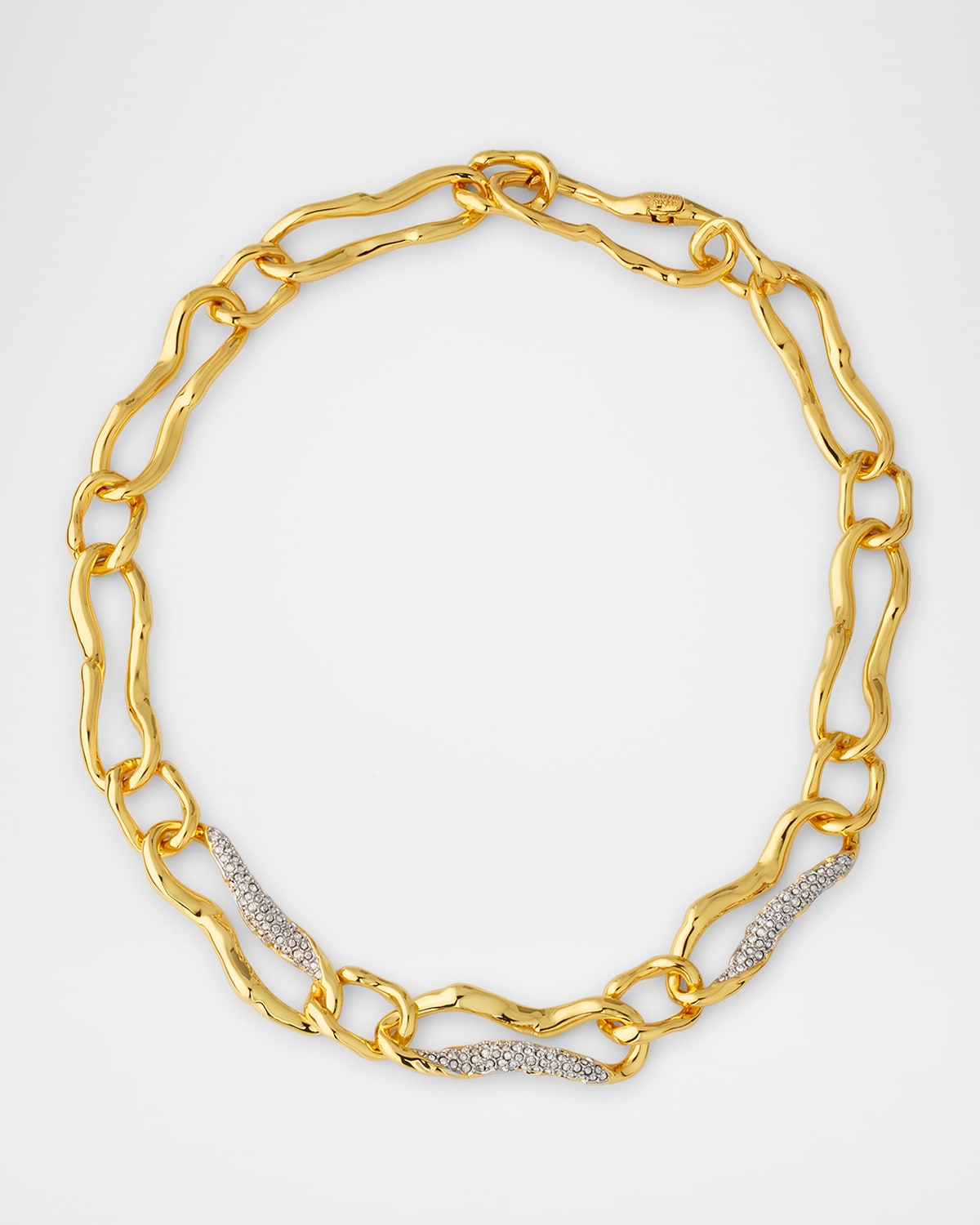 Alexis Bittar Brut Gold Curved Link Necklace, 18"L