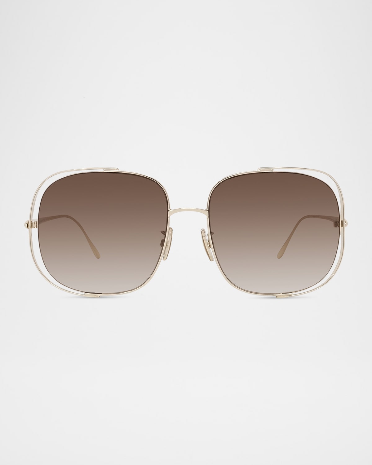 Loewe Metal Logo-print Rectangle Sunglasses In Gold Gradient Brown