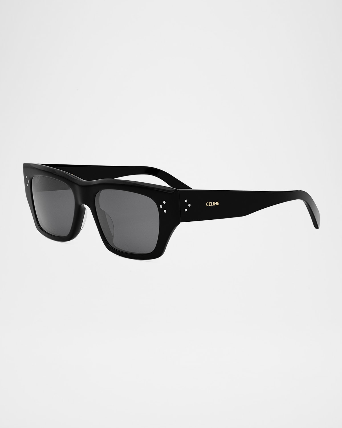 Celine Men's Bold 3 Dots Sunglasses In Shiny Black Smoke