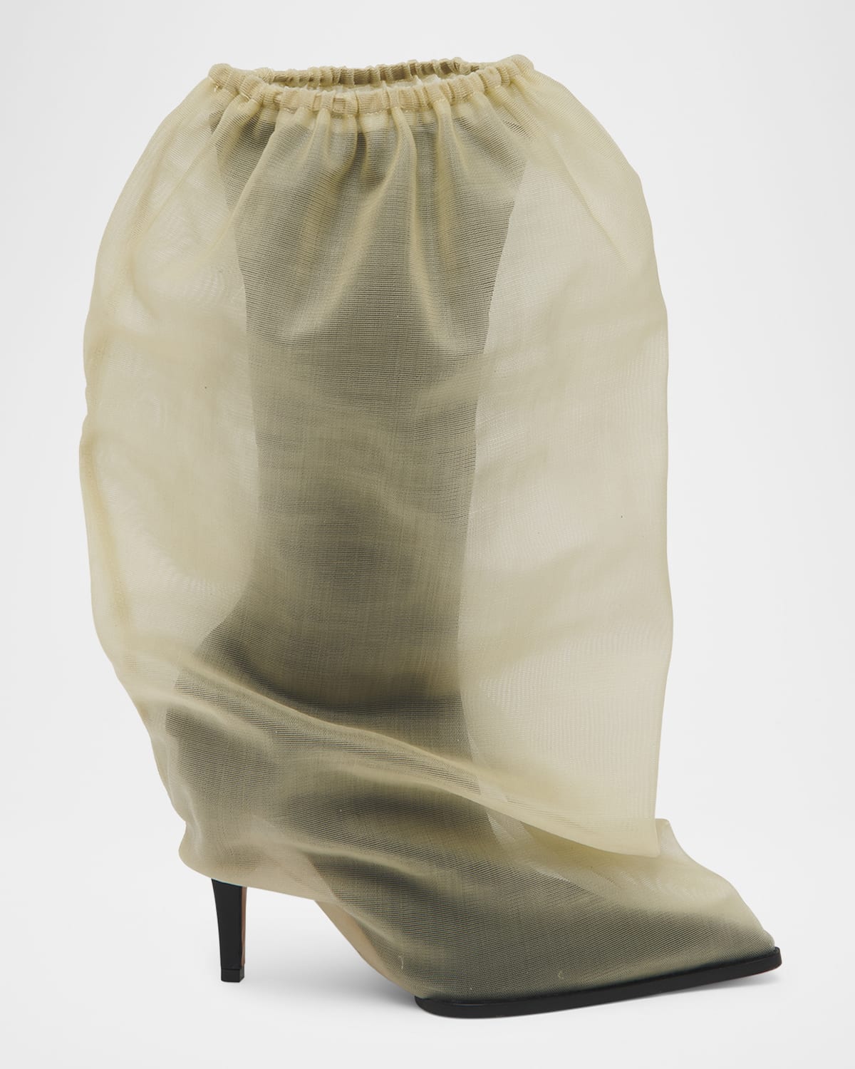 Shop Alexander Mcqueen Sheer Bag Stiletto Boots In Beige Black