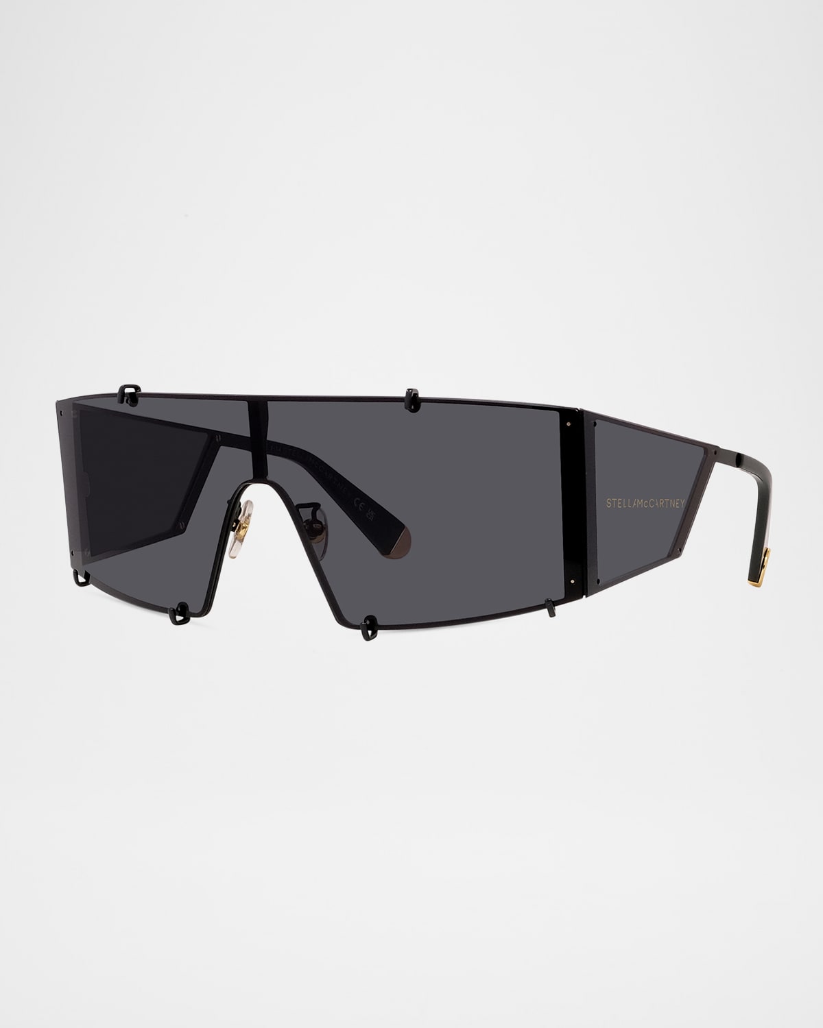Stella Mccartney Rectangle Metal & Nylon Shield Sunglasses In Black