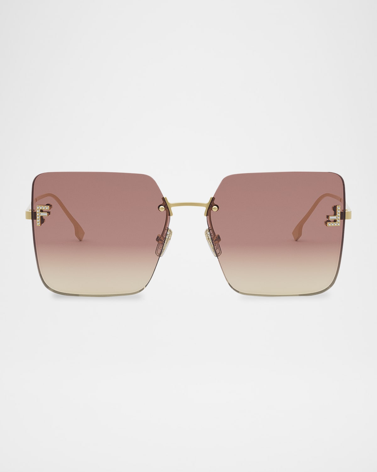 Fendi Oversized Rimless Square Metal & Nylon Sunglasses In Shiny Endura Gold Gradient