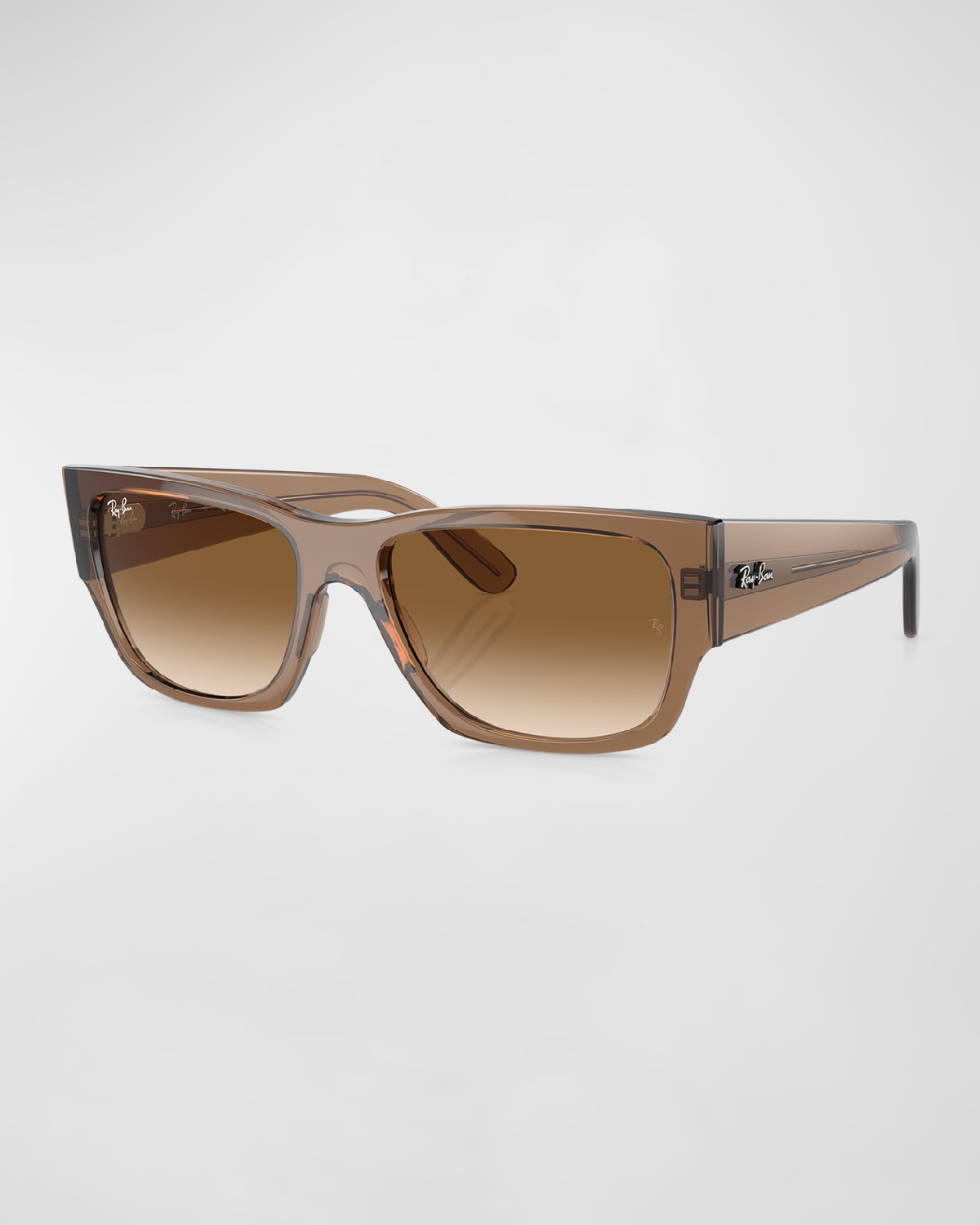 Ray Ban Carlos Plastic Rectangle Sunglasses In Dark Brown