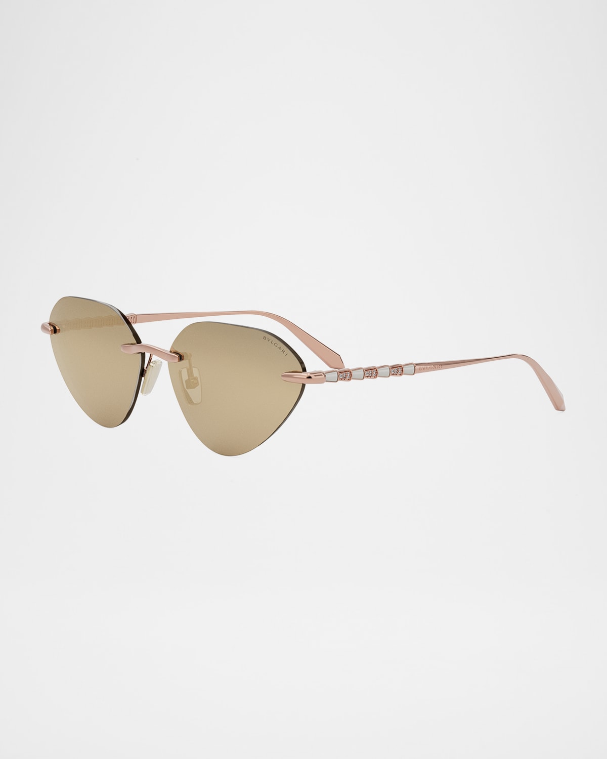 Bvlgari Serpenti Rimless Cat-eye Sunglasses In Goldother Gradient Brown