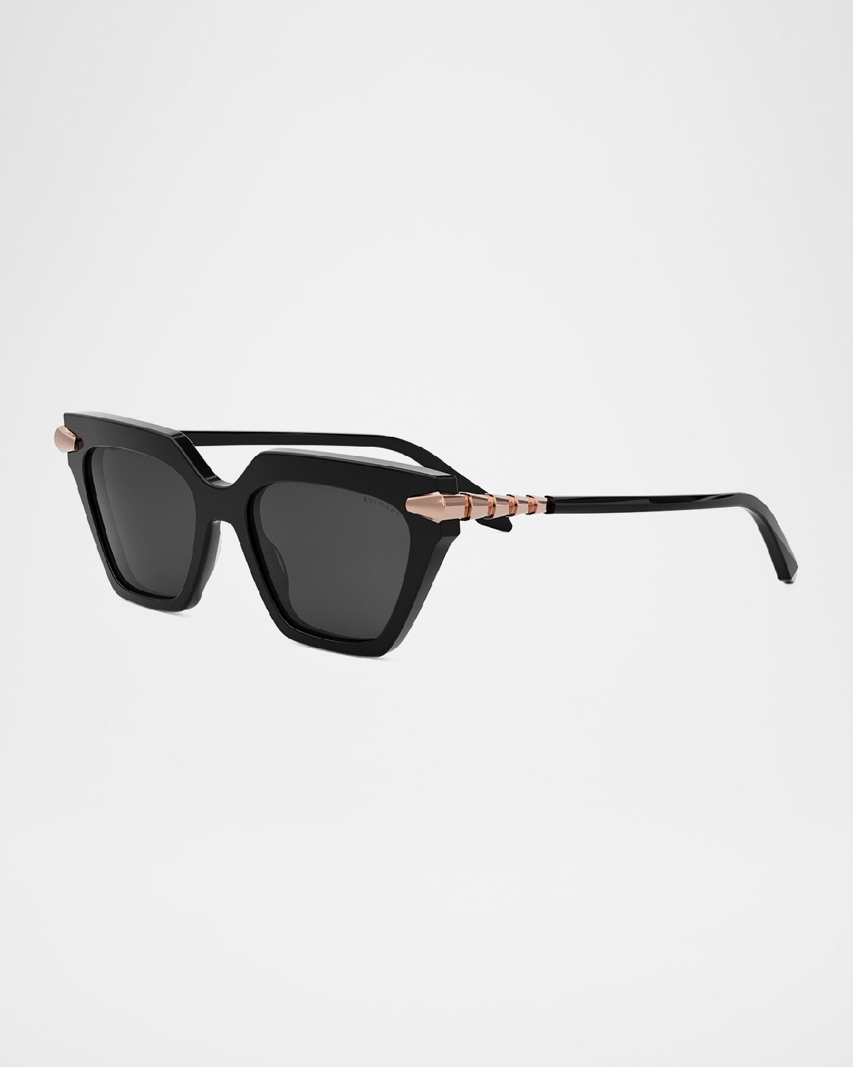 Bvlgari Serpenti Acetate & Nylon Cat-eye Sunglasses In Shiny Black  Smoke