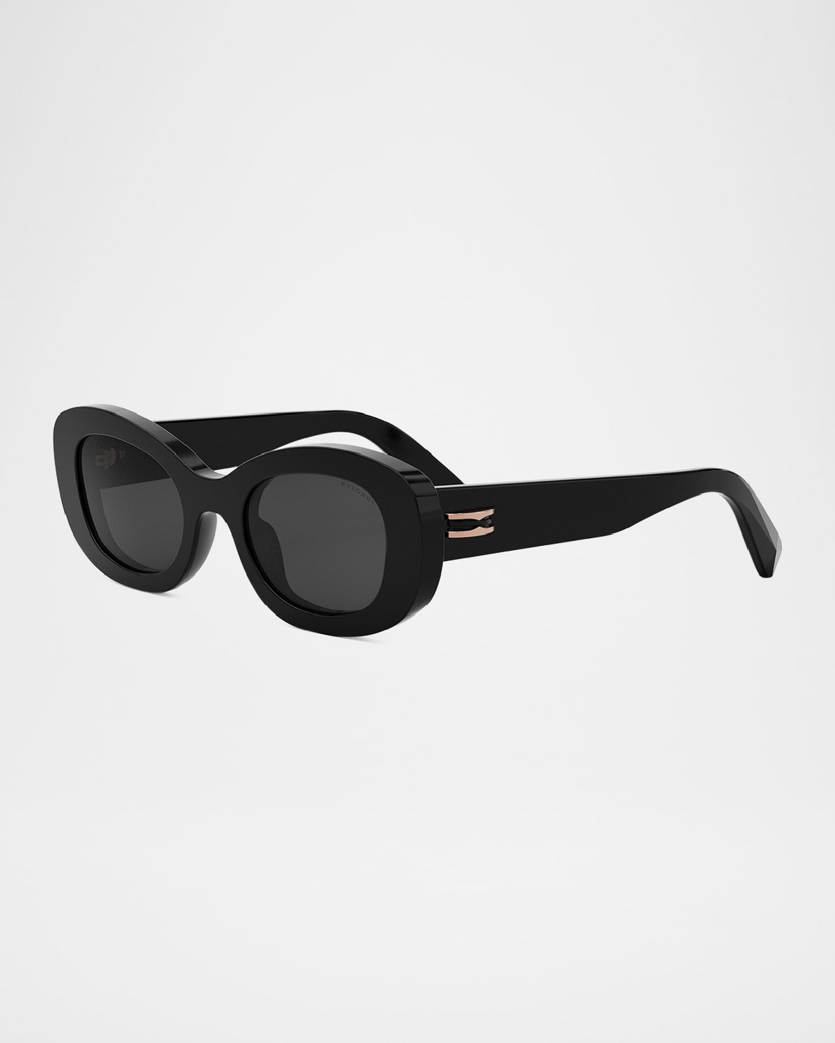 Bvlgari B. Zero1 Oval Acetate And Nylon Sunglasses In Shiny Black  Smoke