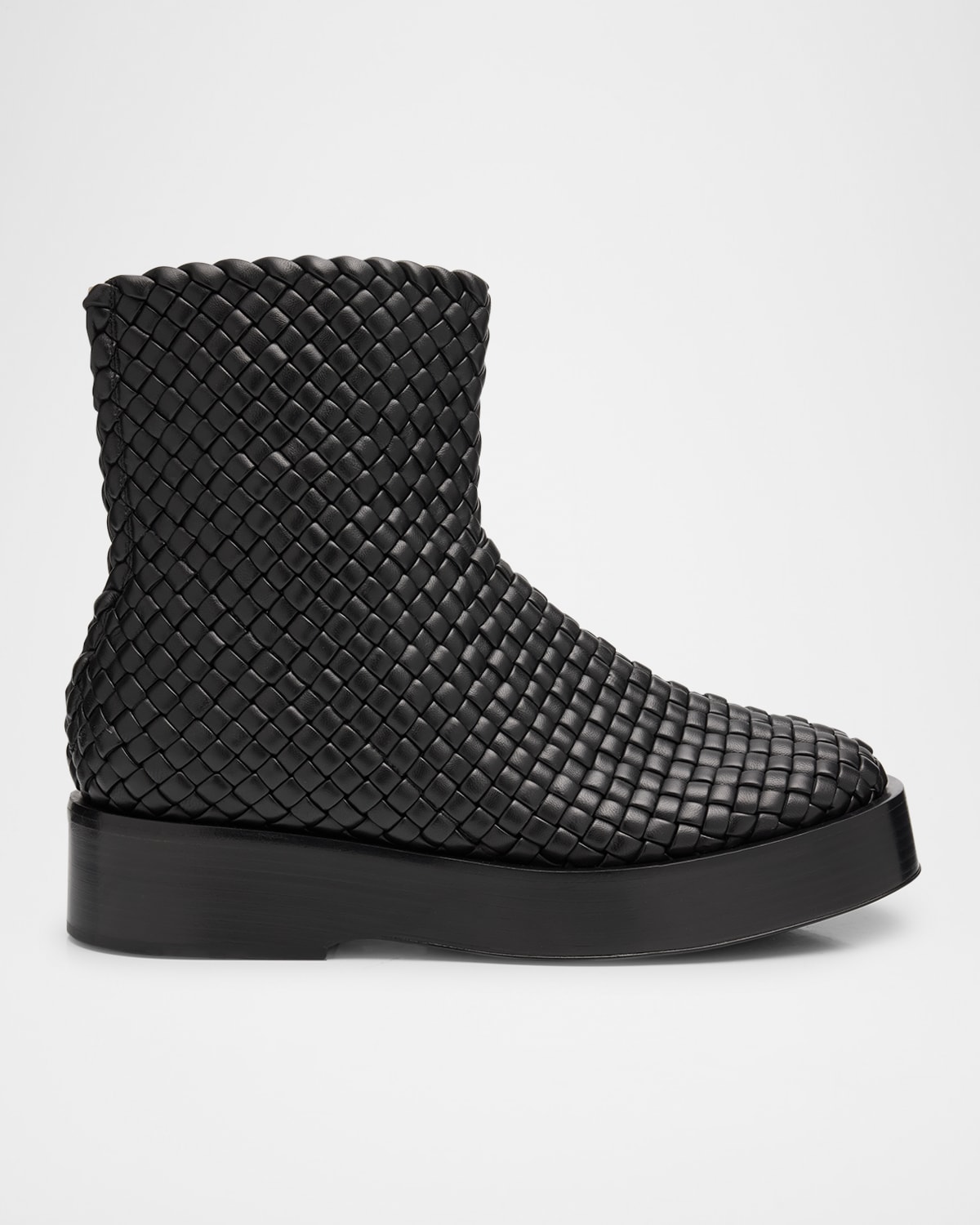 Bottega Veneta Men's Torino Intreccio Leather Zip Ankle Boots In Nero