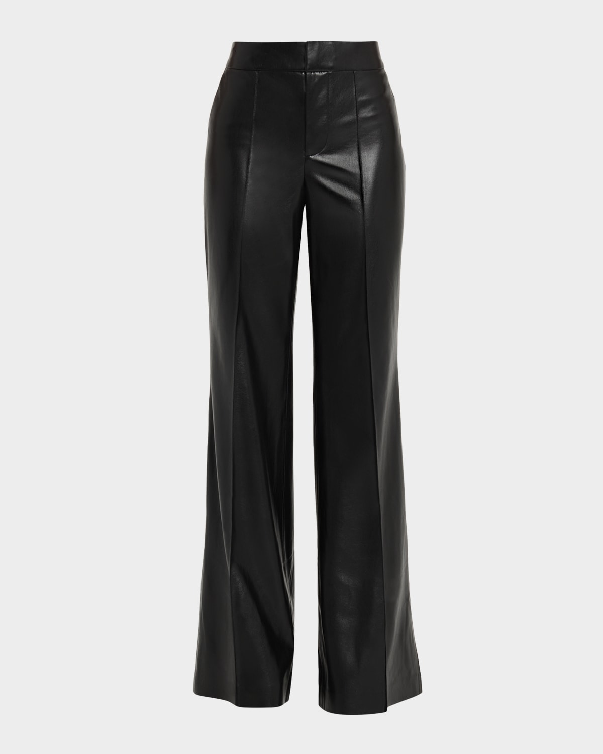 Alice And Olivia Dylan Vegan Leather Wide-leg Pants In Black
