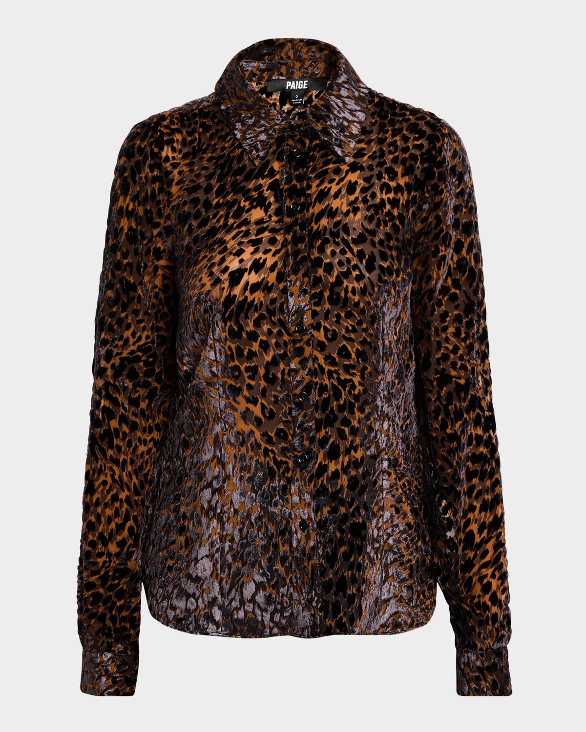 PAIGE DESANO CHEETAH BUTTON-FRONT SHIRT