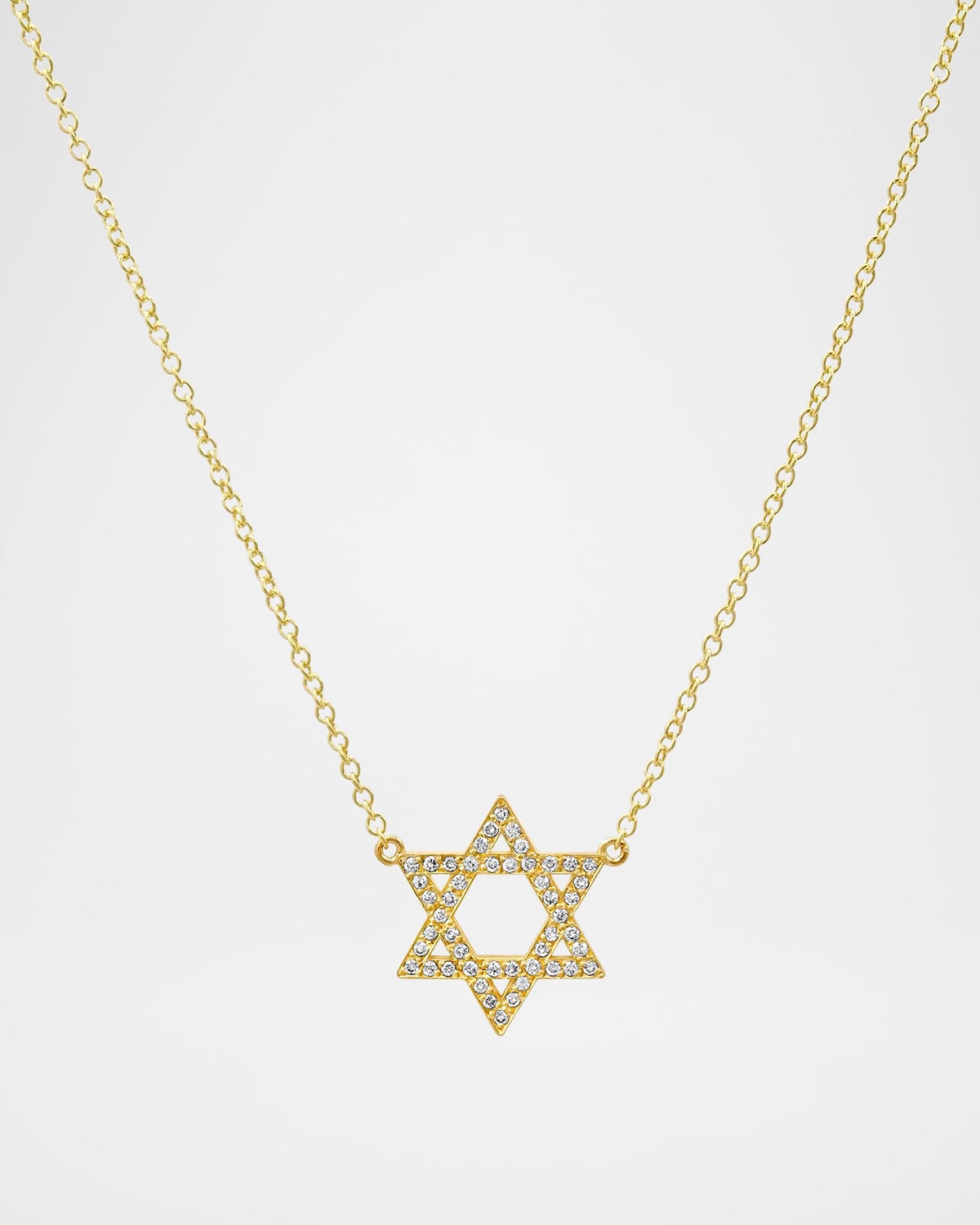 18K Yellow Gold Diamond Star Of David Necklace