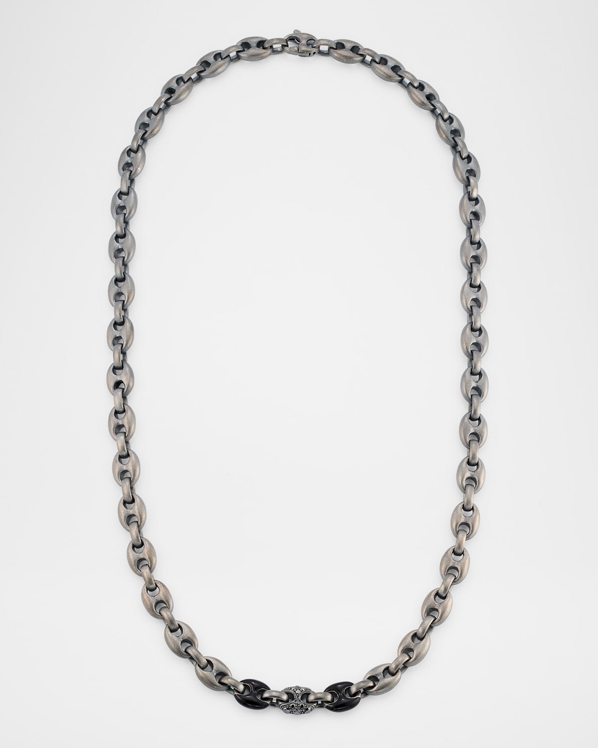 ULYSSES Oxidized Silver and Black Enamel Diamond Necklace